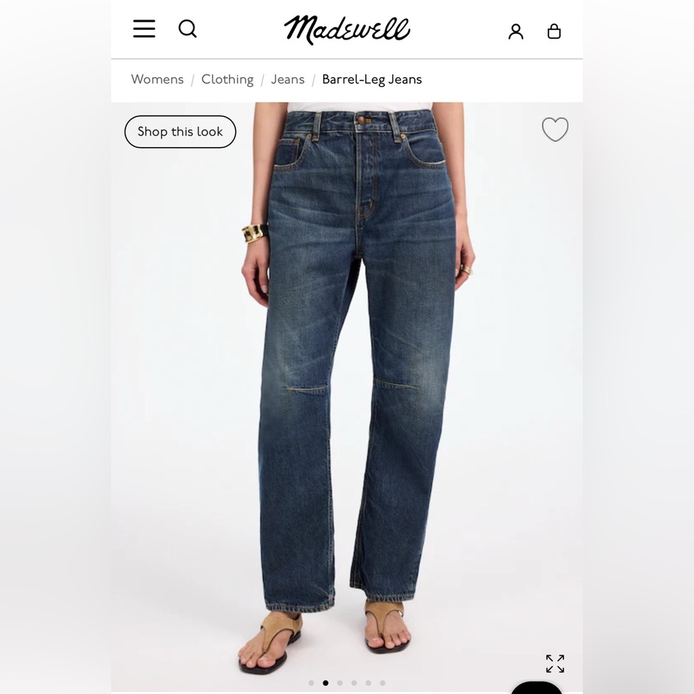 Madewell Darted Barrel- Leg Jean size 27